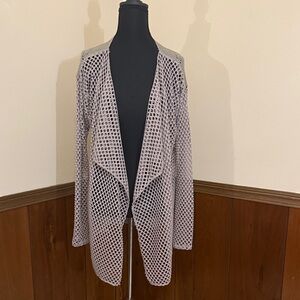 Daytrip Gray Open Front Cardigan XS Mesh Front Knit Back NWOT